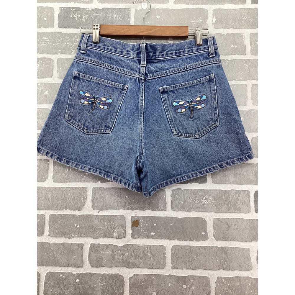 Vintage Carolina Blues High Waisted Denim Shorts Dragonfly Embroidery Size 6 - Picture 3 of 4